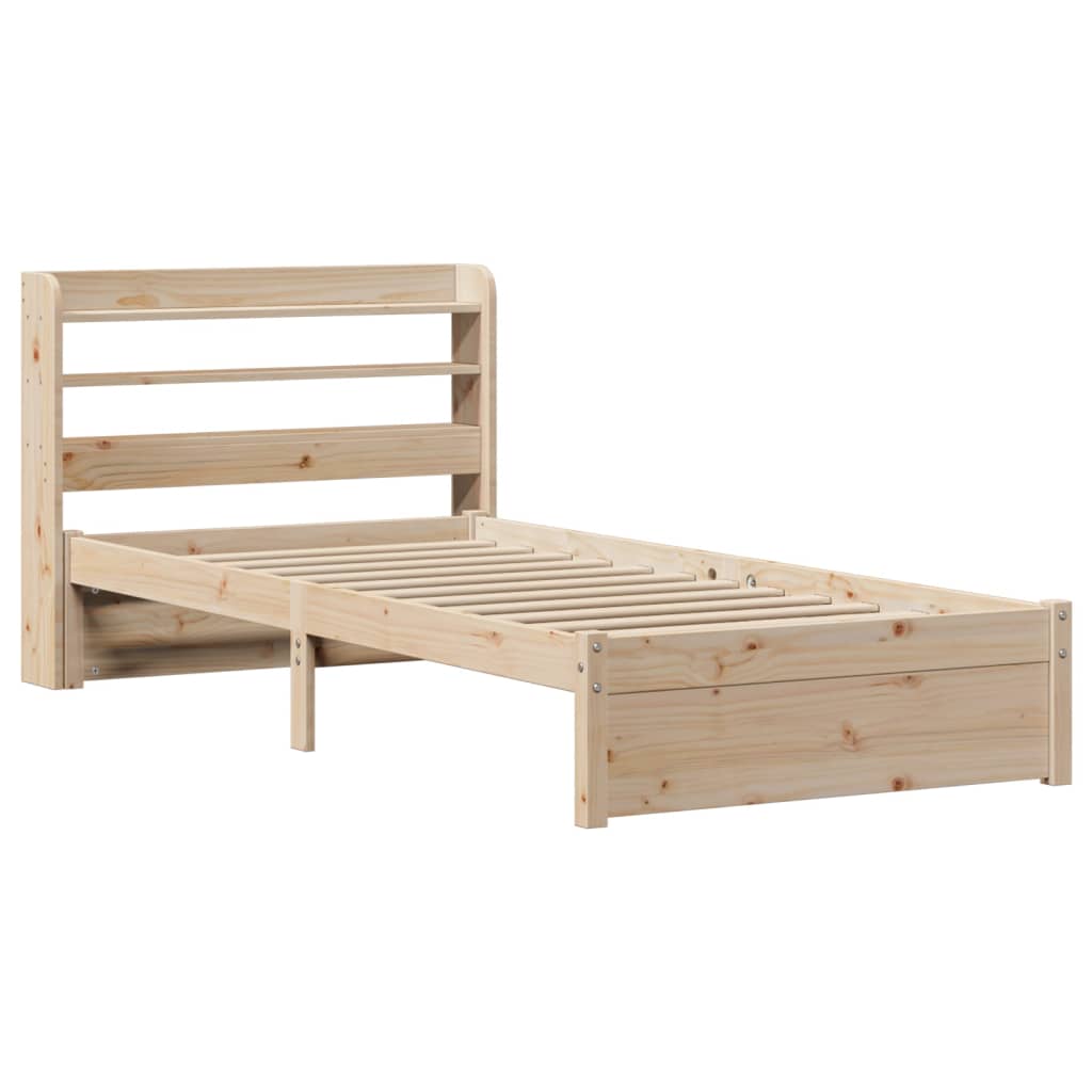 vidaXL Cadru de pat cu tăblie, 75x190 cm, lemn masiv de pin vidaXL Cadru de pat cu tăblie, 75x190 cm, lemn masiv de pin