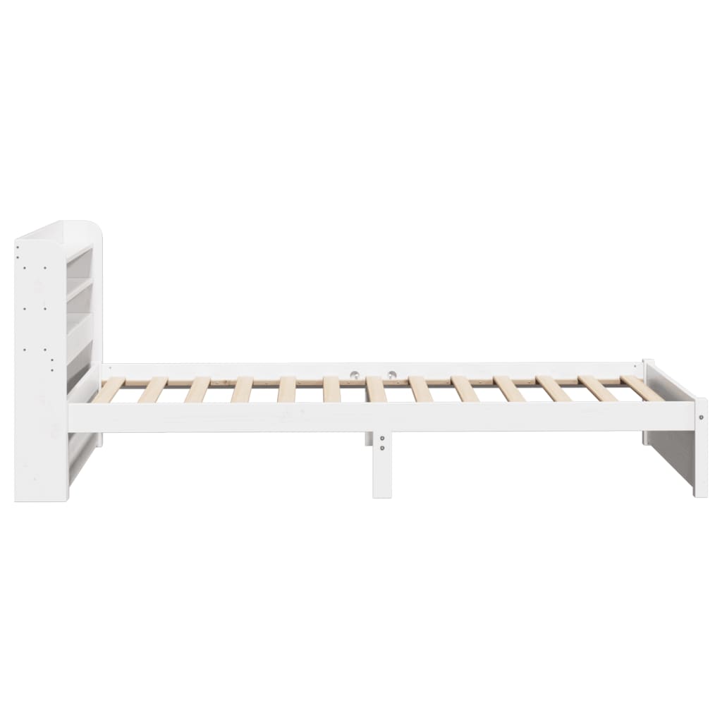 vidaXL Cadru de pat cu tăblie, alb, 75x190 cm, lemn masiv de pin