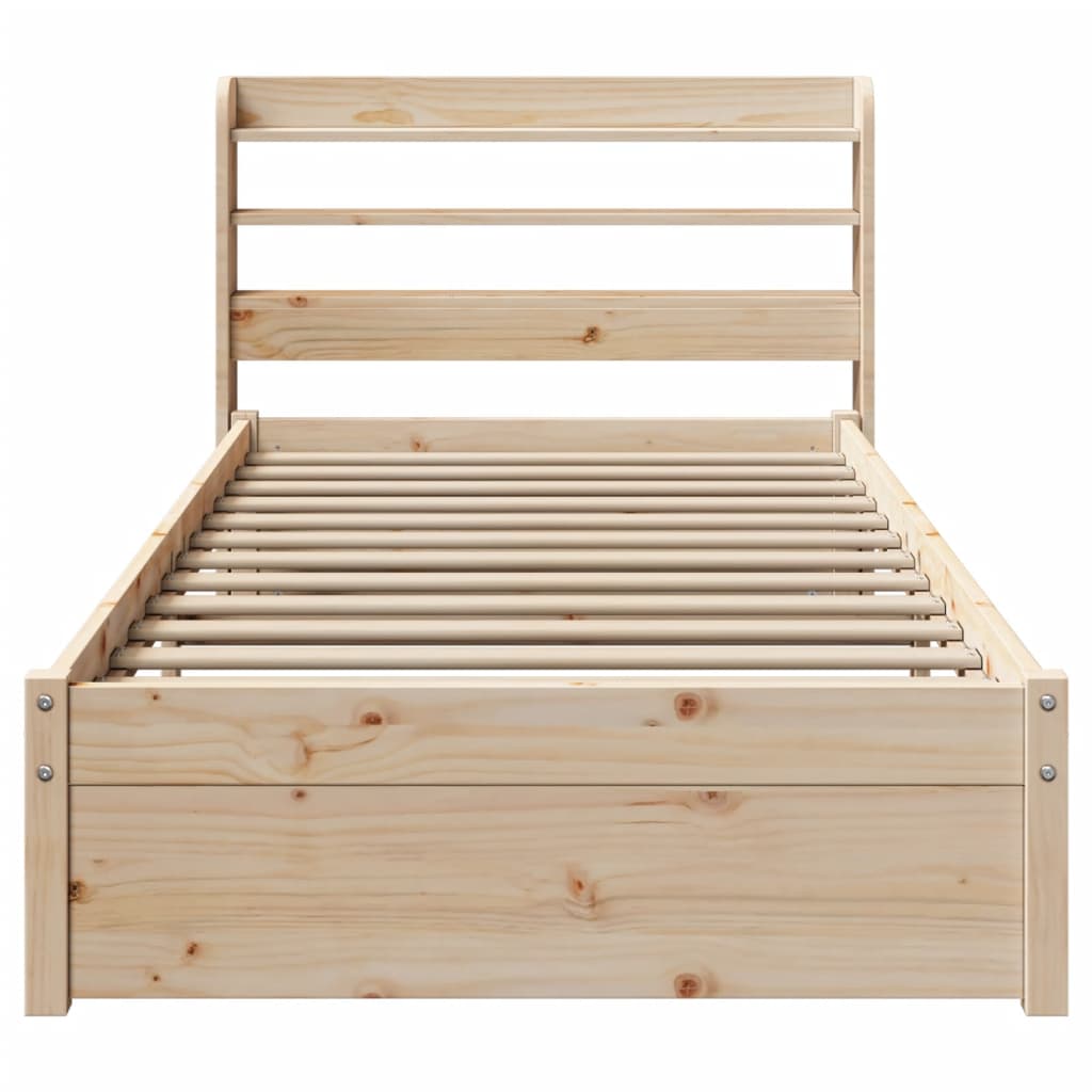 vidaXL Cadru de pat cu tăblie, 90x190 cm, lemn masiv pin vidaXL Cadru de pat cu tăblie, 90x190 cm, lemn masiv pin