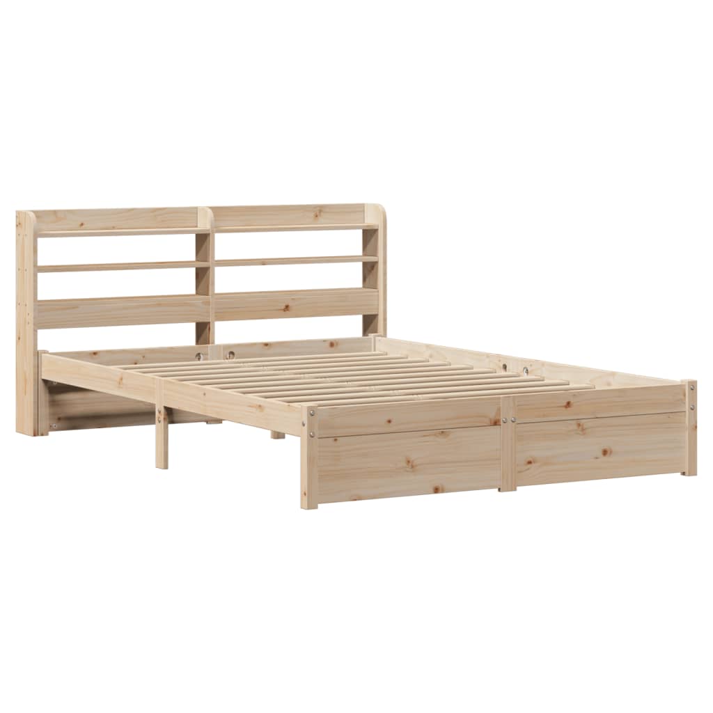 vidaXL Cadru de pat cu tăblie, 135x190 cm, lemn masiv de pin