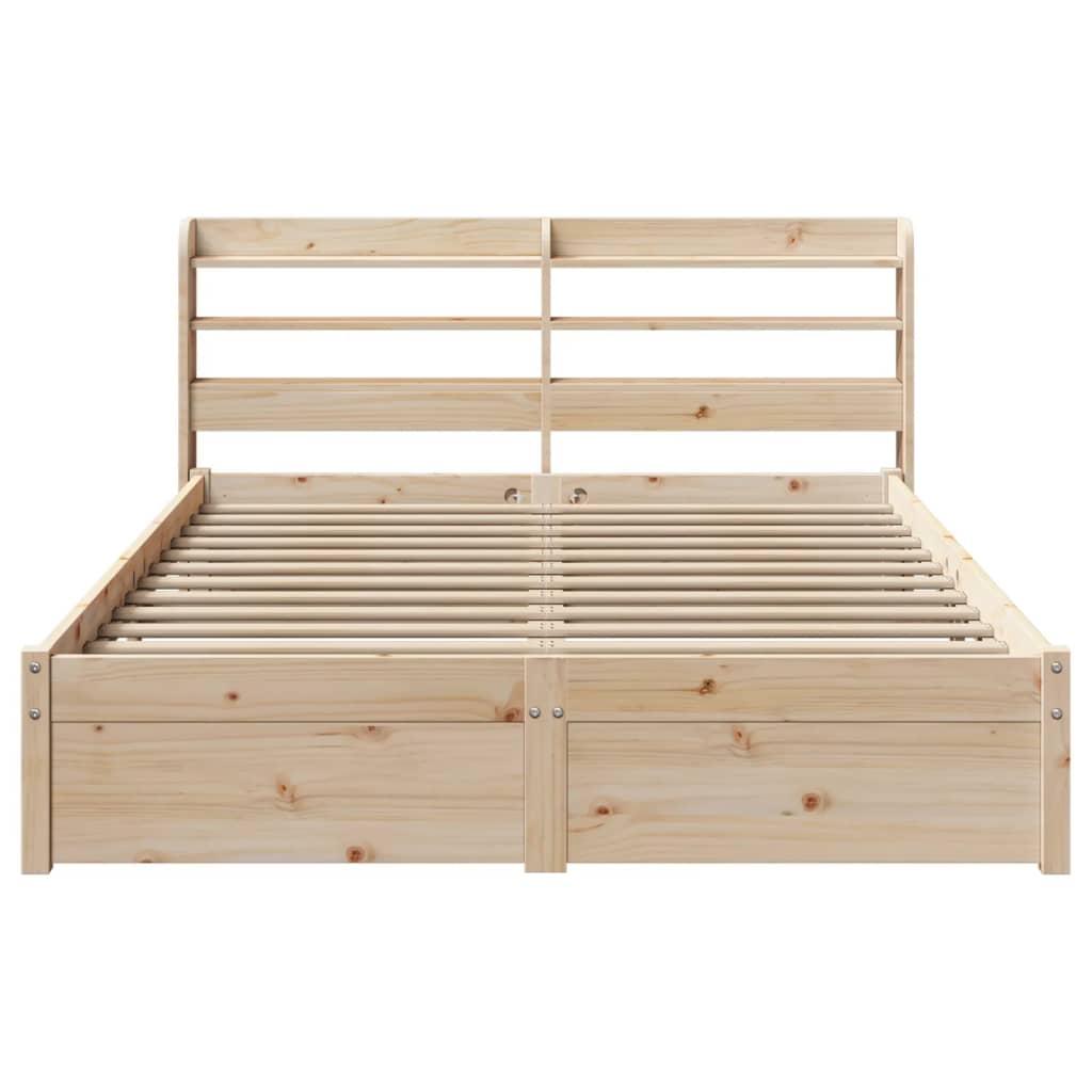 vidaXL Cadru de pat cu tăblie, 140x190 cm, lemn masiv pin