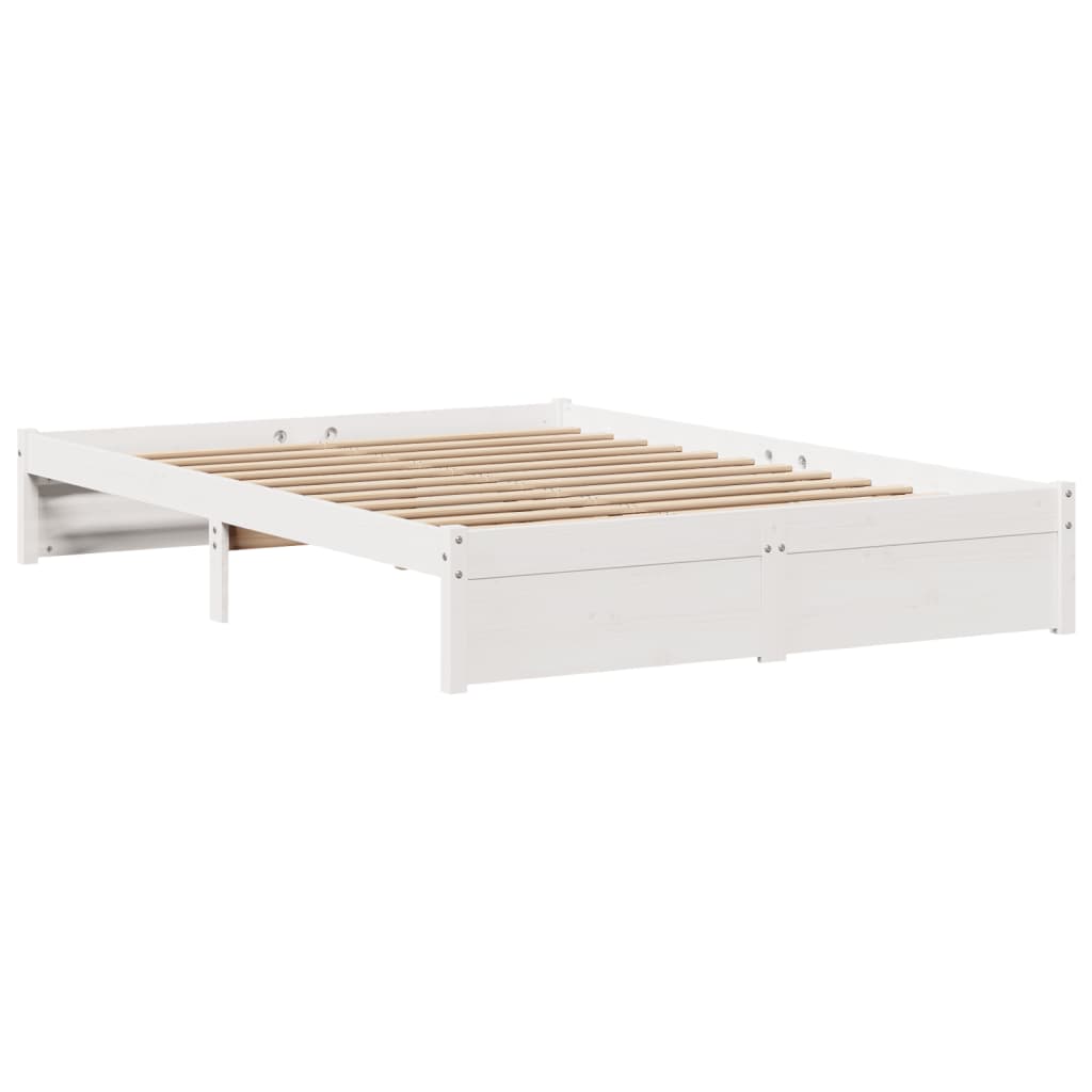 vidaXL Cadru de pat cu tăblie, alb, 150x200 cm lemn masiv pin