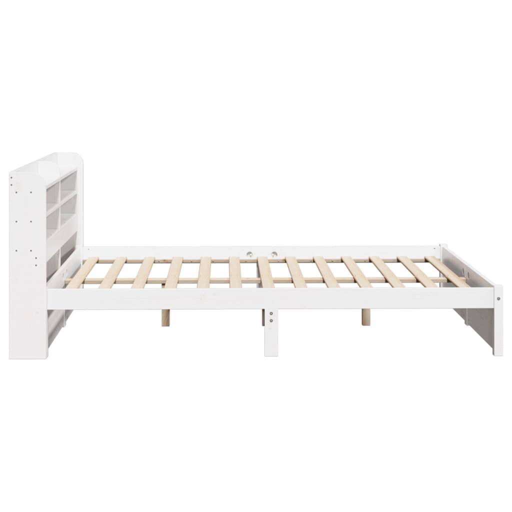 vidaXL Cadru de pat cu tăblie, alb, 150x200 cm lemn masiv pin