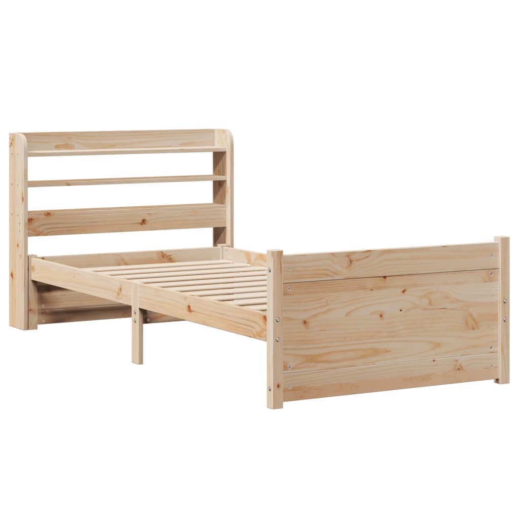 vidaXL Cadru de pat cu tăblie, 75x190 cm, lemn masiv de pin vidaXL Cadru de pat cu tăblie, 75x190 cm, lemn masiv de pin