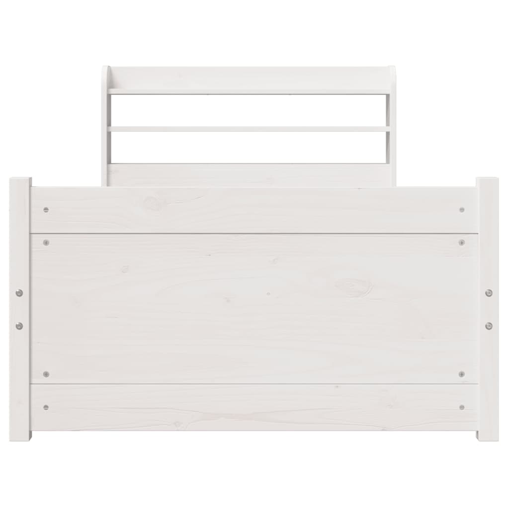 vidaXL Cadru de pat cu tăblie, alb, 75x190 cm, lemn masiv de pin