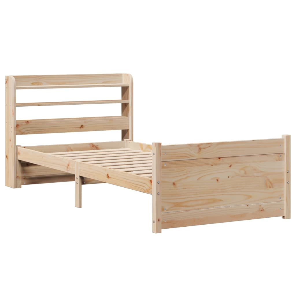 vidaXL Cadru de pat cu tăblie, 90x190 cm, lemn masiv pin vidaXL Cadru de pat cu tăblie, 90x190 cm, lemn masiv pin