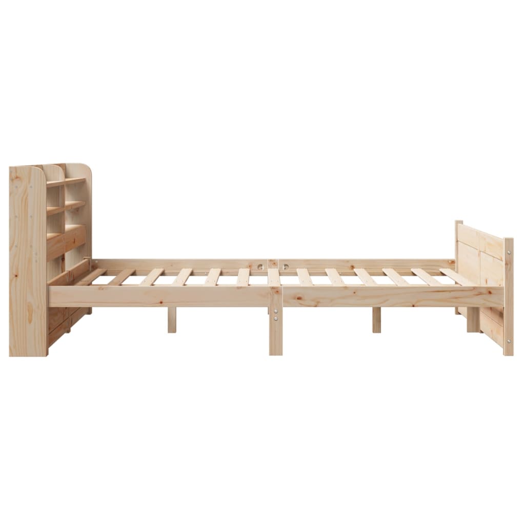 vidaXL Cadru de pat cu tăblie, 135x190 cm, lemn masiv de pin vidaXL Cadru de pat cu tăblie, 135x190 cm, lemn masiv de pin