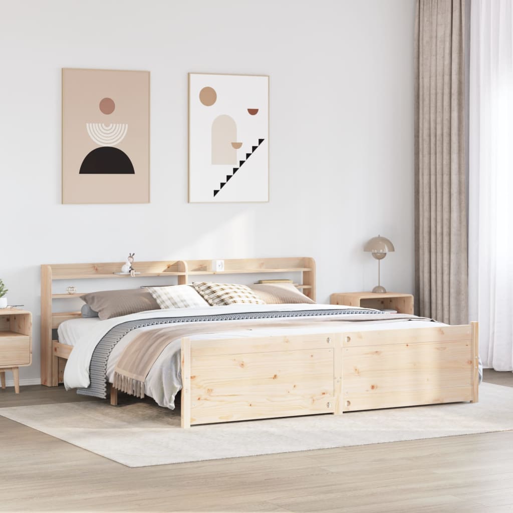 vidaXL Cadru de pat cu tăblie, 180x200 cm, lemn masiv de pin vidaXL Cadru de pat cu tăblie, 180x200 cm, lemn masiv de pin