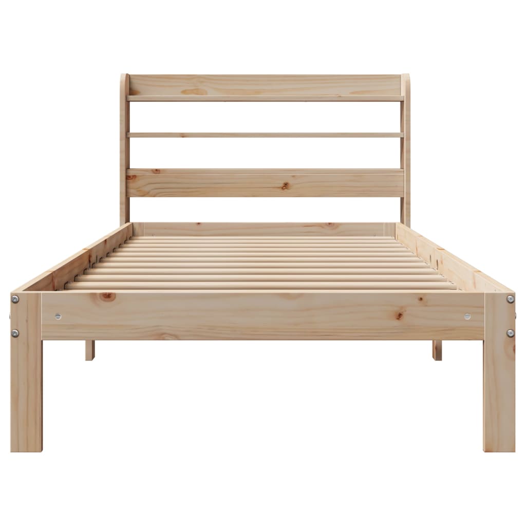 vidaXL Cadru de pat cu tăblie, 90x190 cm, lemn masiv pin vidaXL Cadru de pat cu tăblie, 90x190 cm, lemn masiv pin