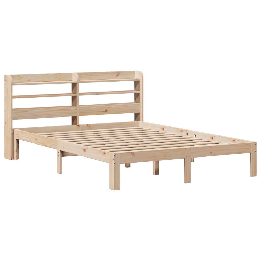 vidaXL Cadru de pat cu tăblie, 135x190 cm, lemn masiv de pin