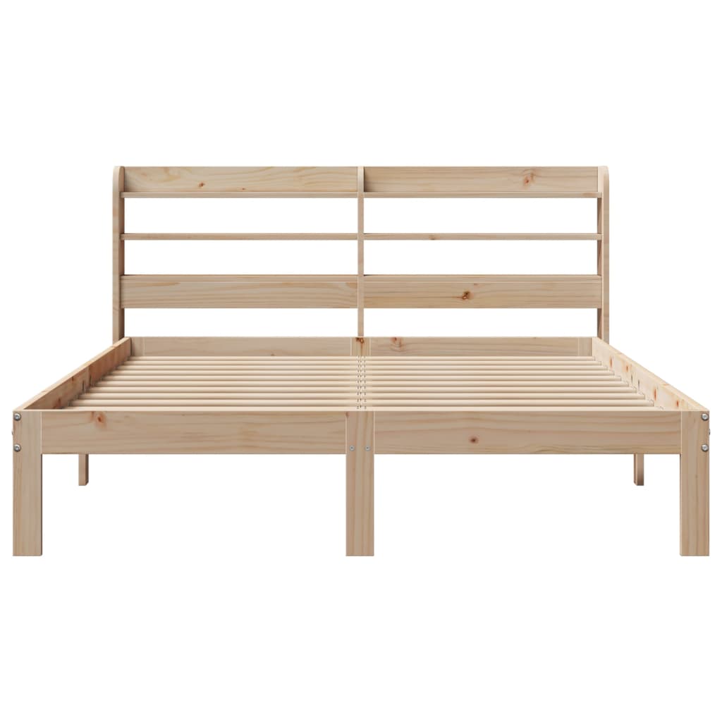 vidaXL Cadru de pat cu tăblie, 135x190 cm, lemn masiv de pin