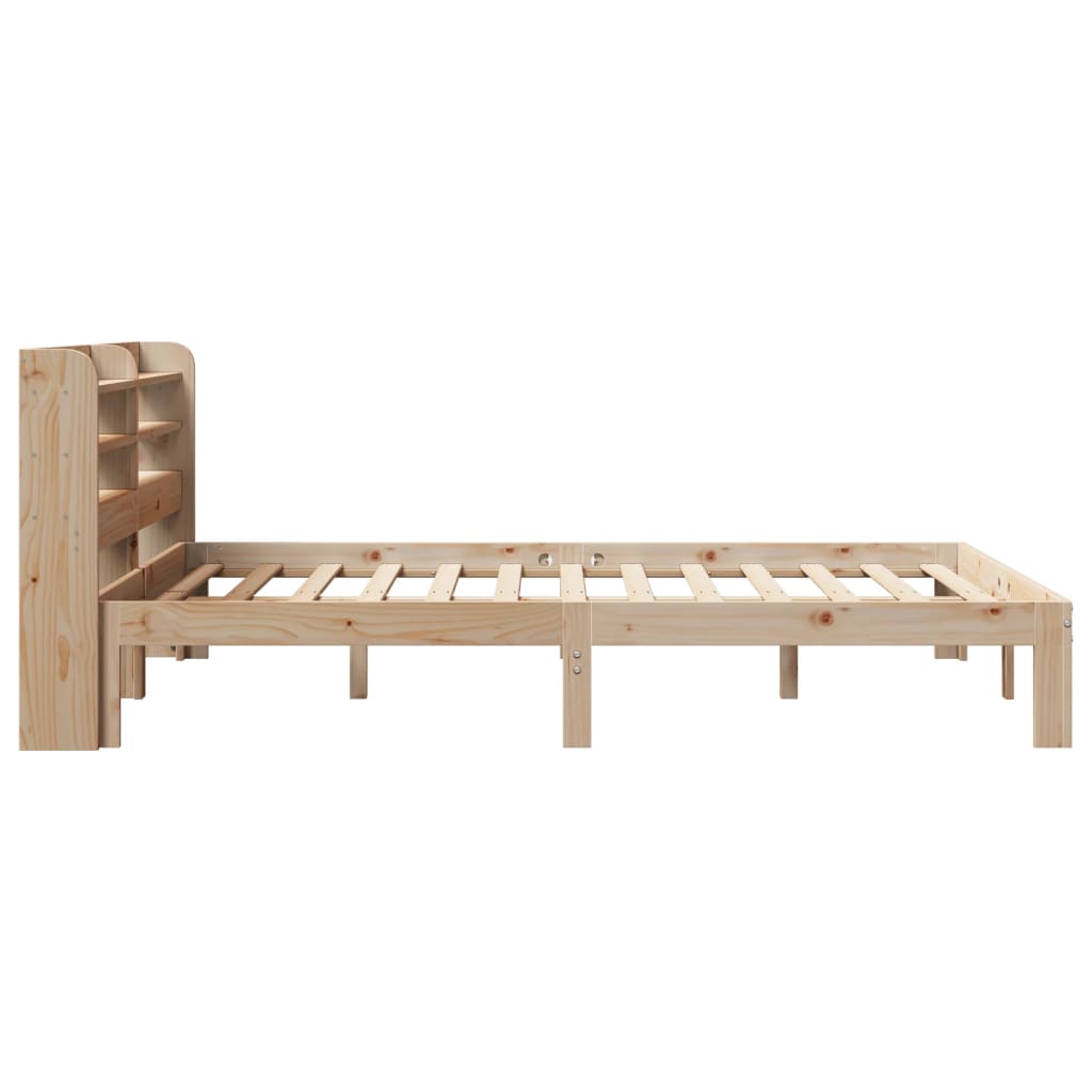vidaXL Cadru de pat cu tăblie, 135x190 cm, lemn masiv de pin
