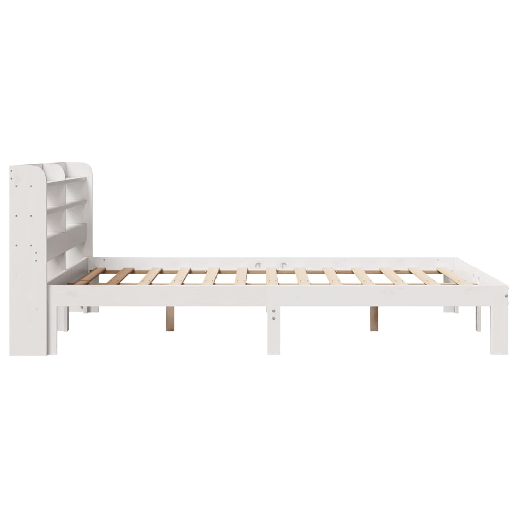 vidaXL Cadru de pat cu tăblie, alb, 135x190 cm, lemn masiv de pin vidaXL Cadru de pat cu tăblie, alb, 135x190 cm, lemn masiv de pin
