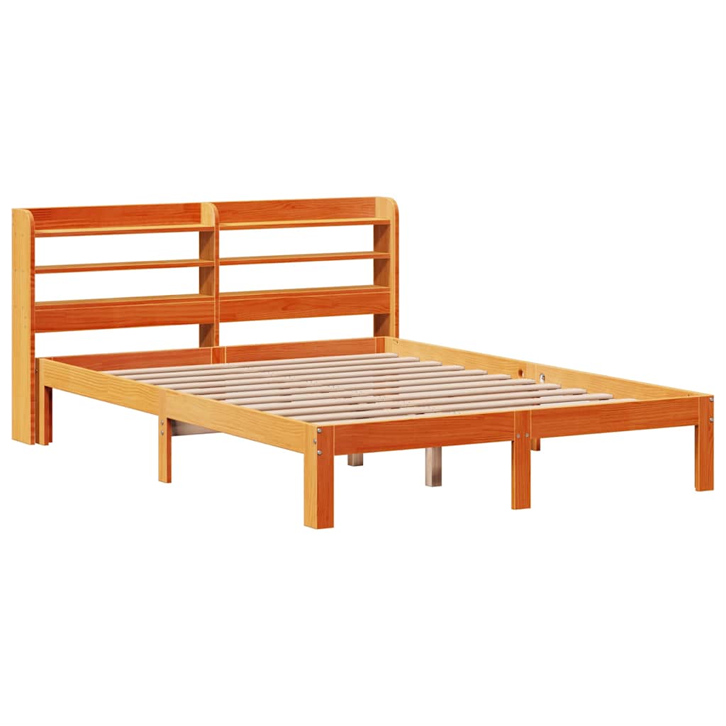 vidaXL Cadru de pat fără saltea, maro ceruit 140x200 cm lemn masiv pin vidaXL Cadru de pat fără saltea, maro ceruit 140x200 cm lemn masiv pin