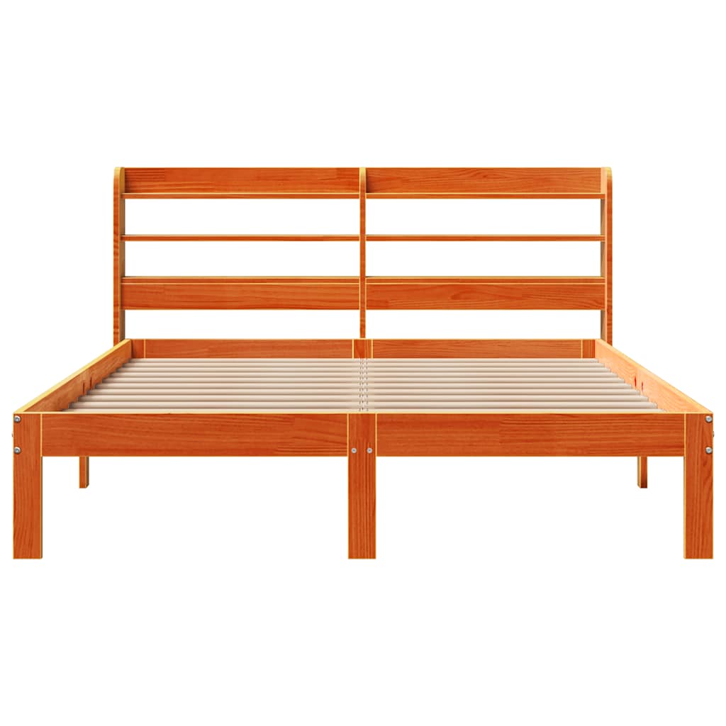 vidaXL Cadru de pat fără saltea, maro ceruit 140x200 cm lemn masiv pin vidaXL Cadru de pat fără saltea, maro ceruit 140x200 cm lemn masiv pin