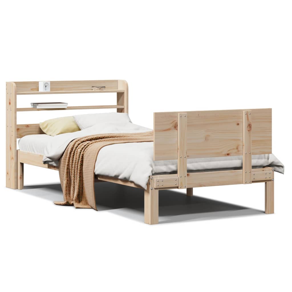 vidaXL Cadru de pat cu tăblie, 75x190 cm, lemn masiv de pin vidaXL Cadru de pat cu tăblie, 75x190 cm, lemn masiv de pin