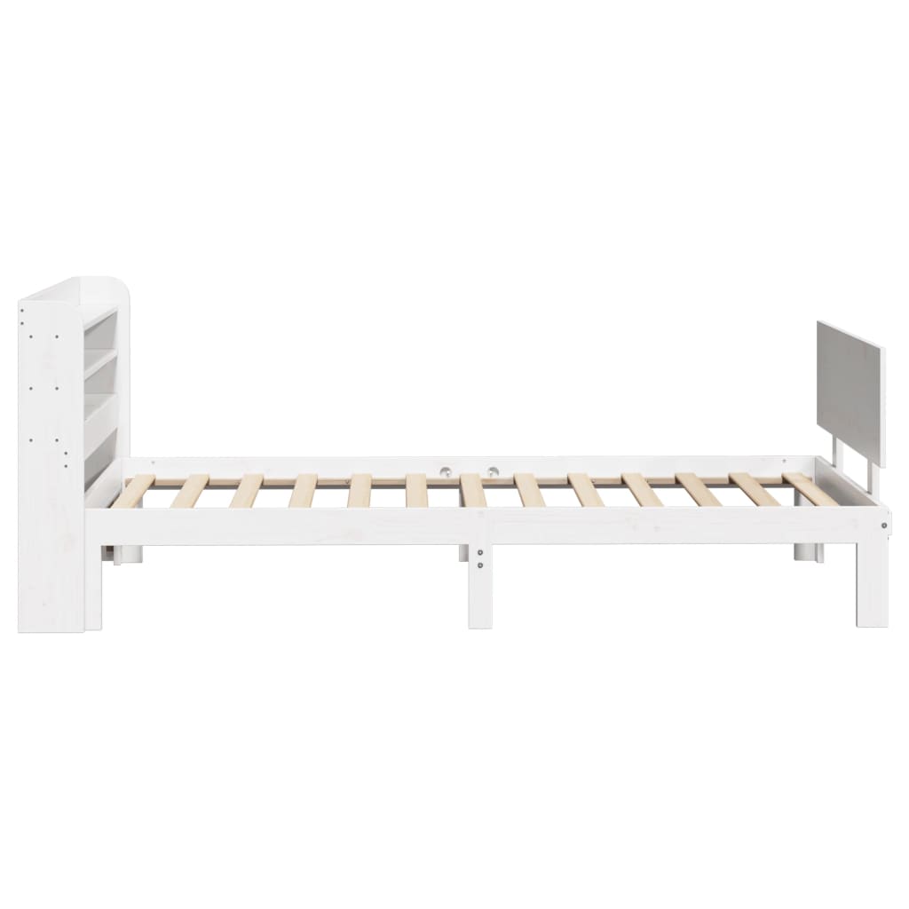 vidaXL Cadru de pat cu tăblie, alb, 75x190 cm, lemn masiv de pin