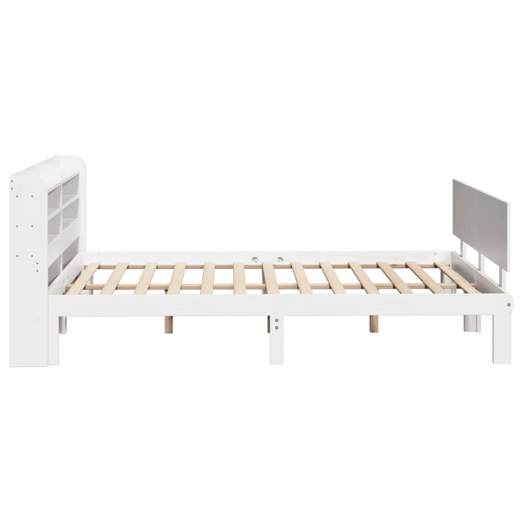 vidaXL Cadru de pat cu tăblie, alb, 120x190 cm, lemn masiv pin vidaXL Cadru de pat cu tăblie, alb, 120x190 cm, lemn masiv pin
