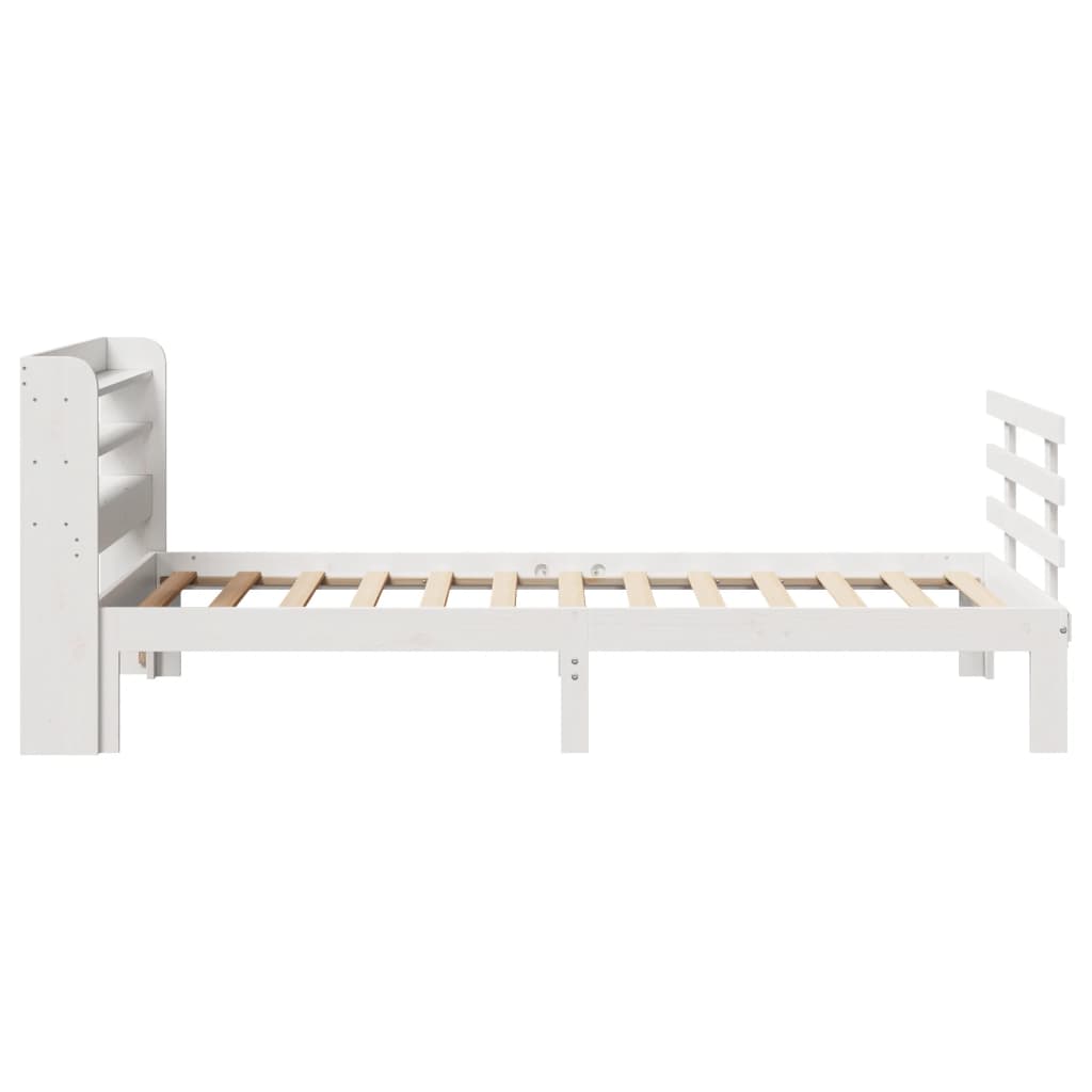 vidaXL Cadru de pat cu tăblie, alb, 75x190 cm, lemn masiv de pin vidaXL Cadru de pat cu tăblie, alb, 75x190 cm, lemn masiv de pin