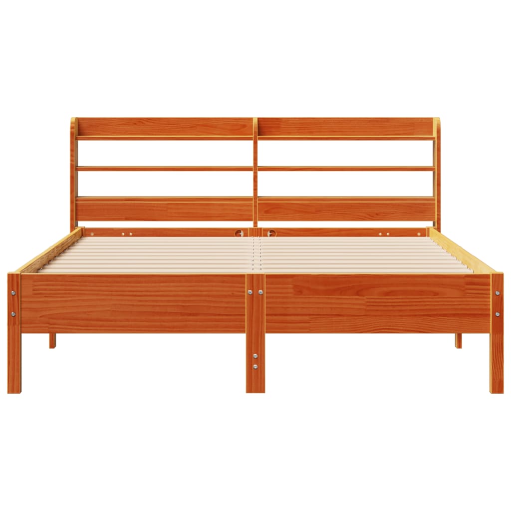 vidaXL Cadru de pat fără saltea, maro ceruit 150x200 cm lemn masiv pin vidaXL Cadru de pat fără saltea, maro ceruit 150x200 cm lemn masiv pin