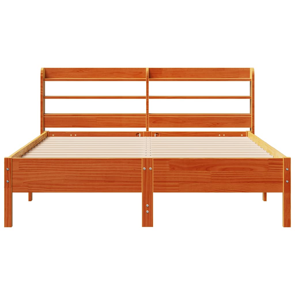 vidaXL Cadru de pat fără saltea, maro ceruit 140x200 cm lemn masiv pin vidaXL Cadru de pat fără saltea, maro ceruit 140x200 cm lemn masiv pin