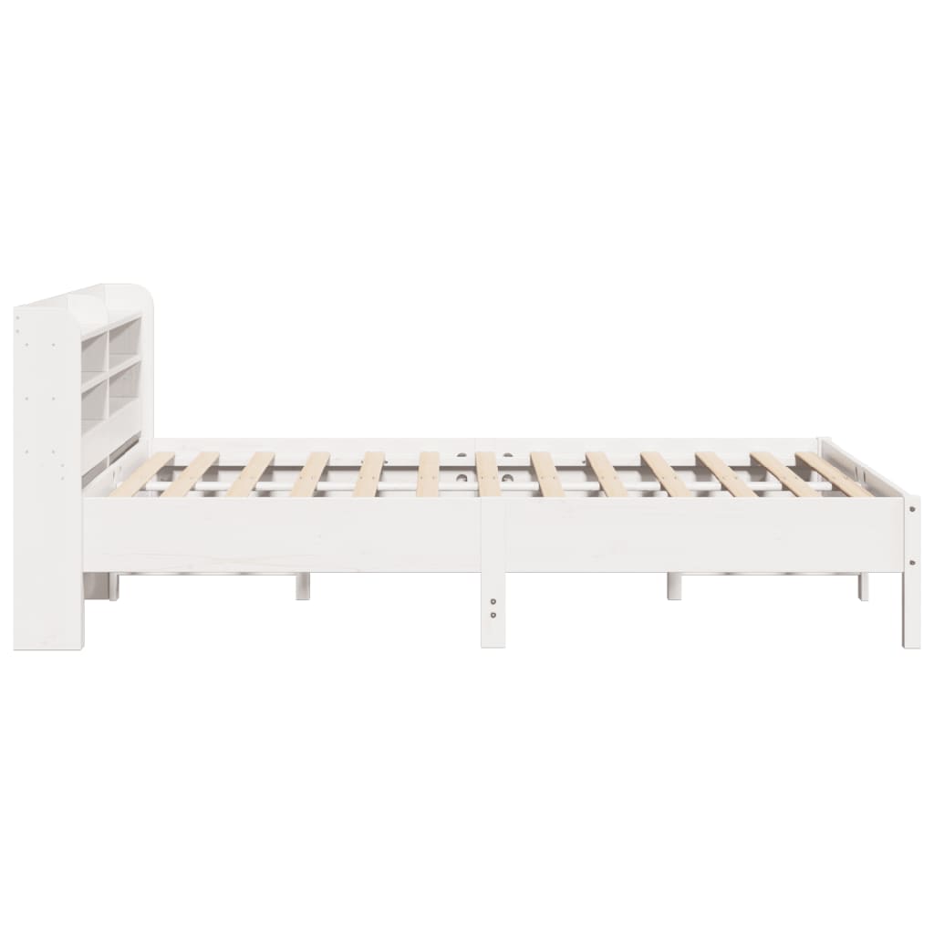 vidaXL Cadru de pat fără saltea, alb, 140x190 cm, lemn masiv de pin