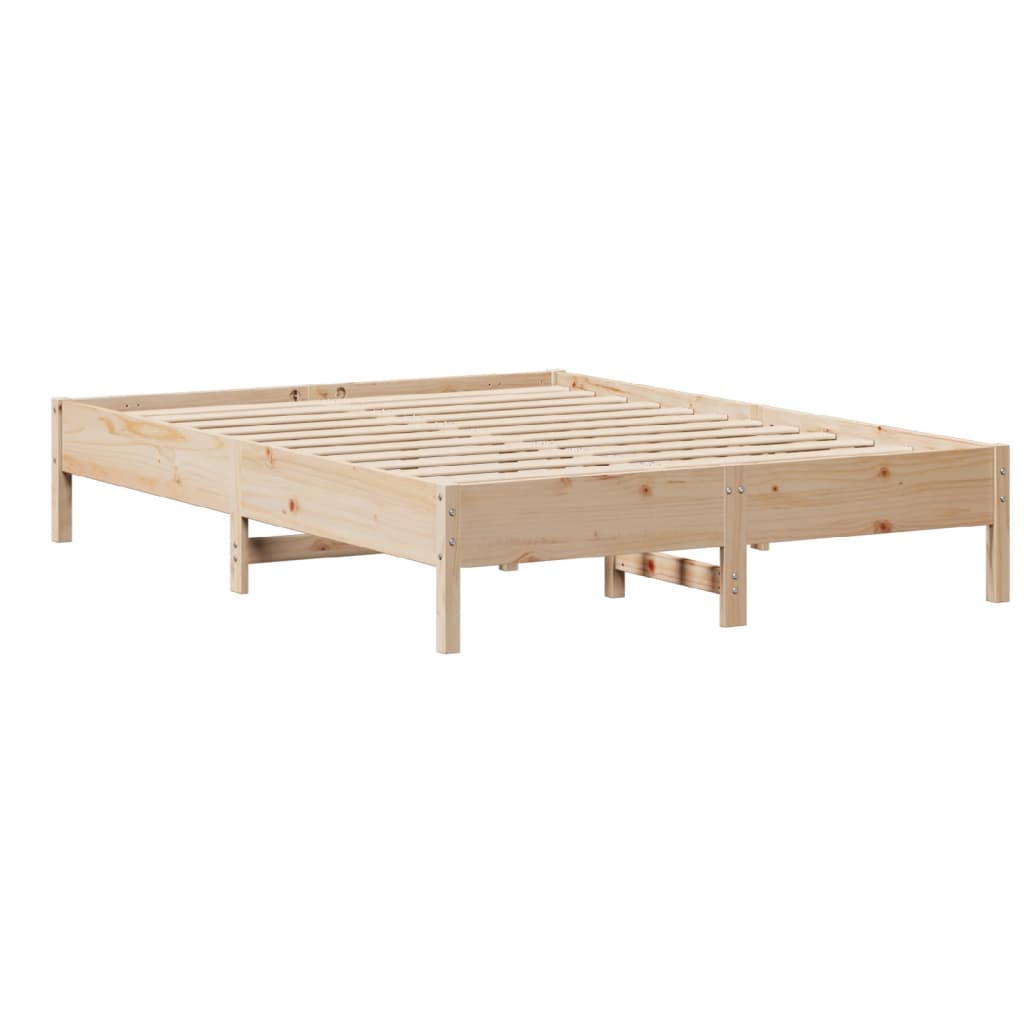 vidaXL Cadru de pat fără saltea, 135x190 cm, lemn masiv de pin vidaXL Cadru de pat fără saltea, 135x190 cm, lemn masiv de pin
