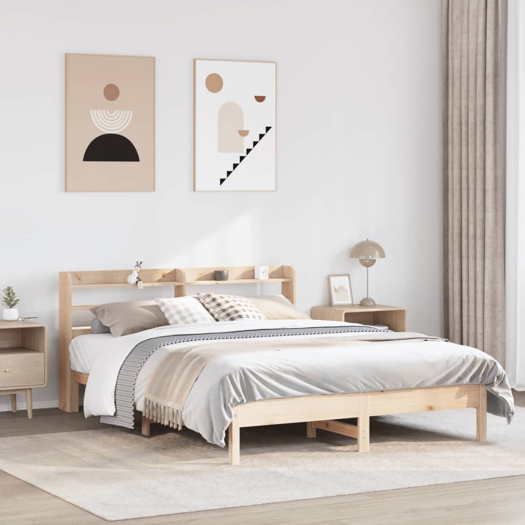 vidaXL Cadru de pat fără saltea, 135x190 cm, lemn masiv de pin vidaXL Cadru de pat fără saltea, 135x190 cm, lemn masiv de pin