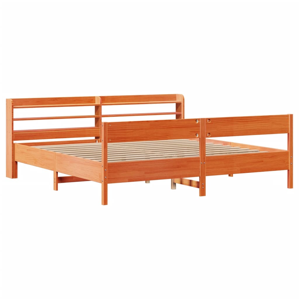 vidaXL Cadru de pat fără saltea, maro ceruit 200x200 cm lemn masiv pin vidaXL Cadru de pat fără saltea, maro ceruit 200x200 cm lemn masiv pin
