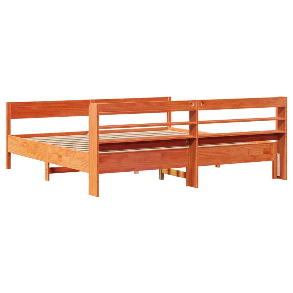 vidaXL Cadru de pat fără saltea, maro ceruit 200x200 cm lemn masiv pin vidaXL Cadru de pat fără saltea, maro ceruit 200x200 cm lemn masiv pin
