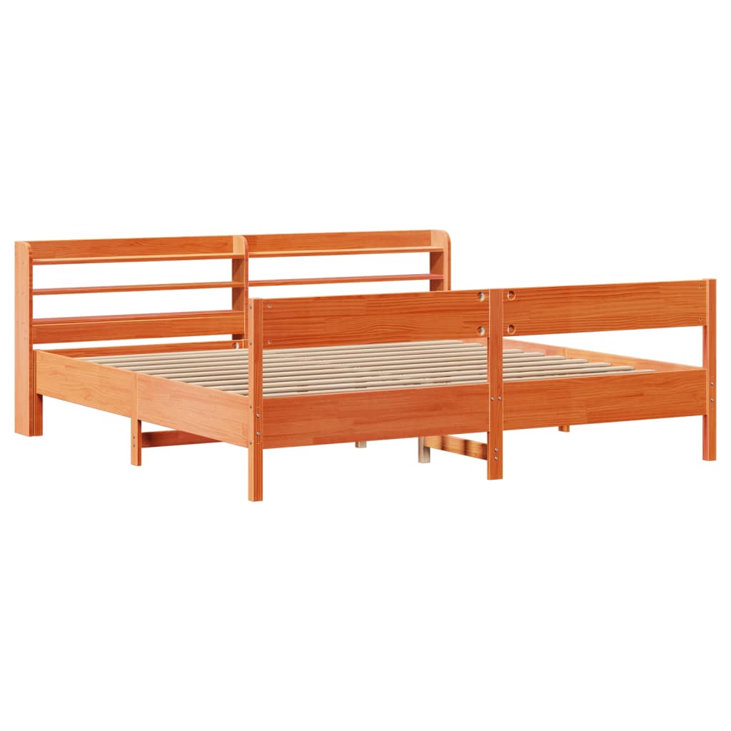 vidaXL Cadru de pat fără saltea, maro ceruit 180x200 cm lemn masiv pin