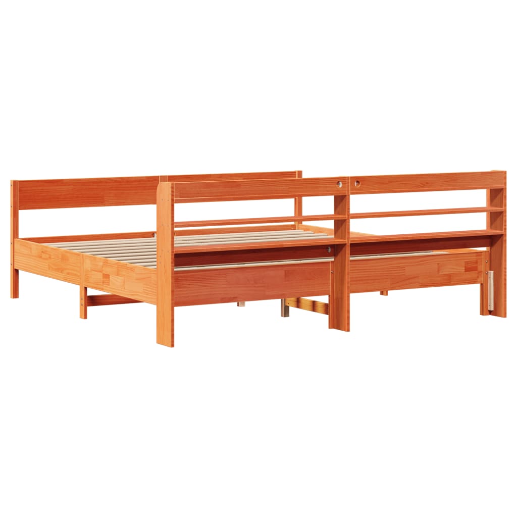 vidaXL Cadru de pat fără saltea, maro ceruit 180x200 cm lemn masiv pin