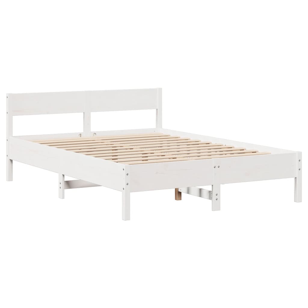 vidaXL Cadru de pat fără saltea, alb, 150x200 cm, lemn masiv pin vidaXL Cadru de pat fără saltea, alb, 150x200 cm, lemn masiv pin
