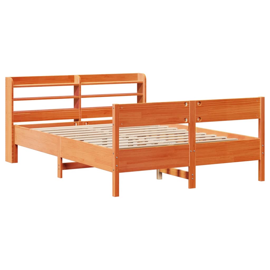 vidaXL Cadru de pat fără saltea, maro ceruit 140x200 cm lemn masiv pin vidaXL Cadru de pat fără saltea, maro ceruit 140x200 cm lemn masiv pin