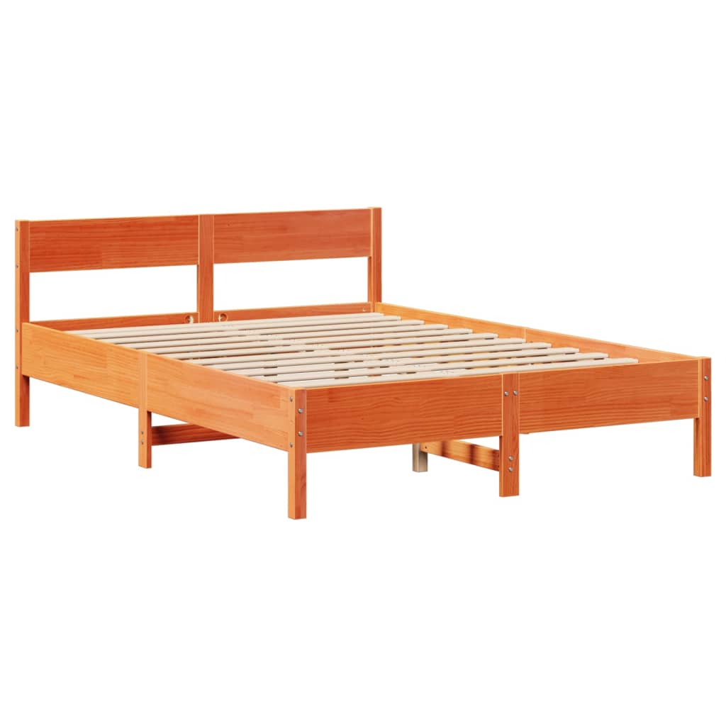 vidaXL Cadru de pat fără saltea, maro ceruit 140x200 cm lemn masiv pin vidaXL Cadru de pat fără saltea, maro ceruit 140x200 cm lemn masiv pin