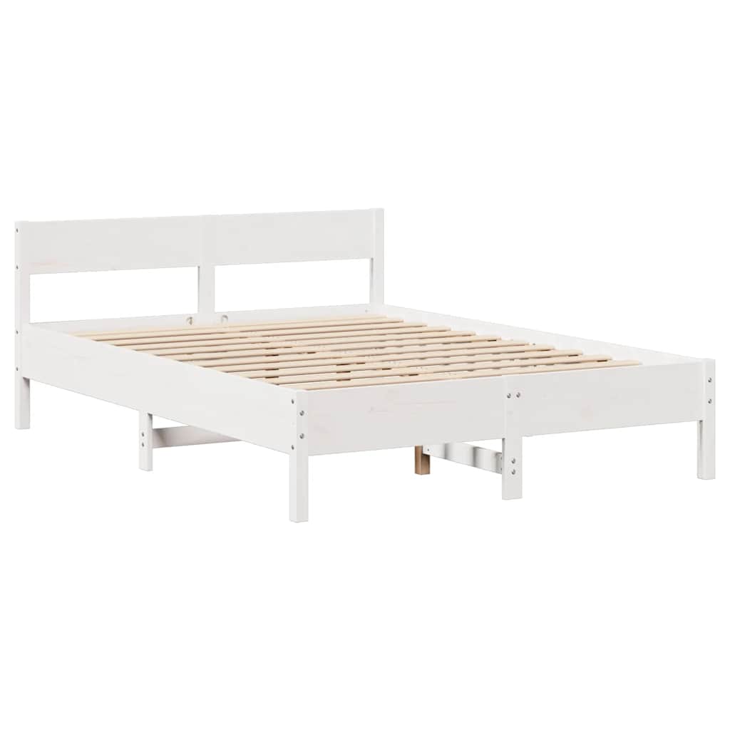 vidaXL Cadru de pat fără saltea, alb, 120x200 cm, lemn masiv pin vidaXL Cadru de pat fără saltea, alb, 120x200 cm, lemn masiv pin