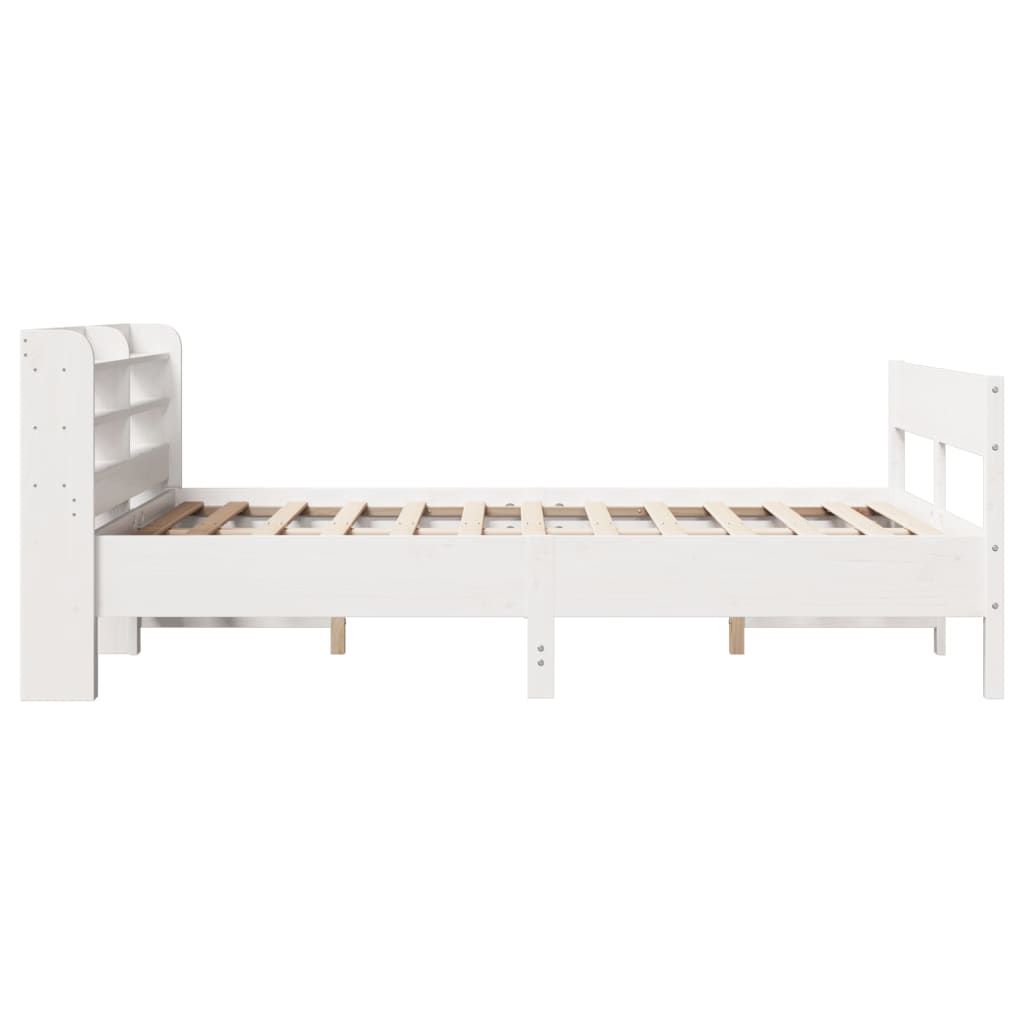 vidaXL Cadru de pat fără saltea, alb, 140x190 cm, lemn masiv de pin vidaXL Cadru de pat fără saltea, alb, 140x190 cm, lemn masiv de pin