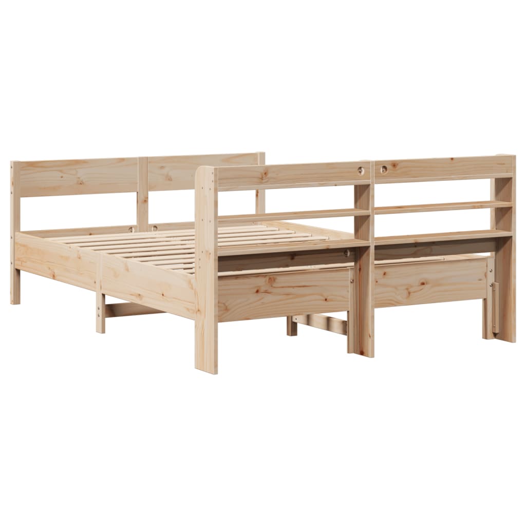 vidaXL Cadru de pat fără saltea, 135x190 cm, lemn masiv de pin