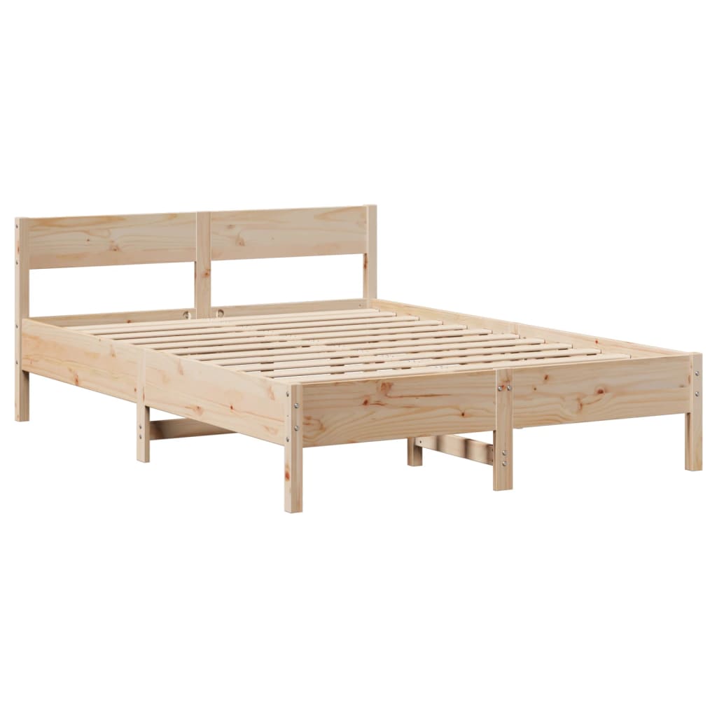 vidaXL Cadru de pat fără saltea, 135x190 cm, lemn masiv de pin