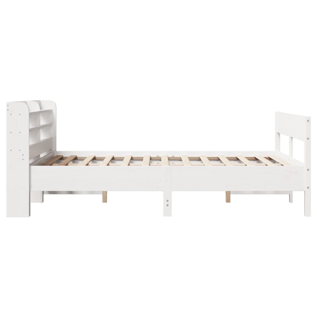vidaXL Cadru de pat fără saltea, alb, 135x190 cm, lemn masiv de pin vidaXL Cadru de pat fără saltea, alb, 135x190 cm, lemn masiv de pin