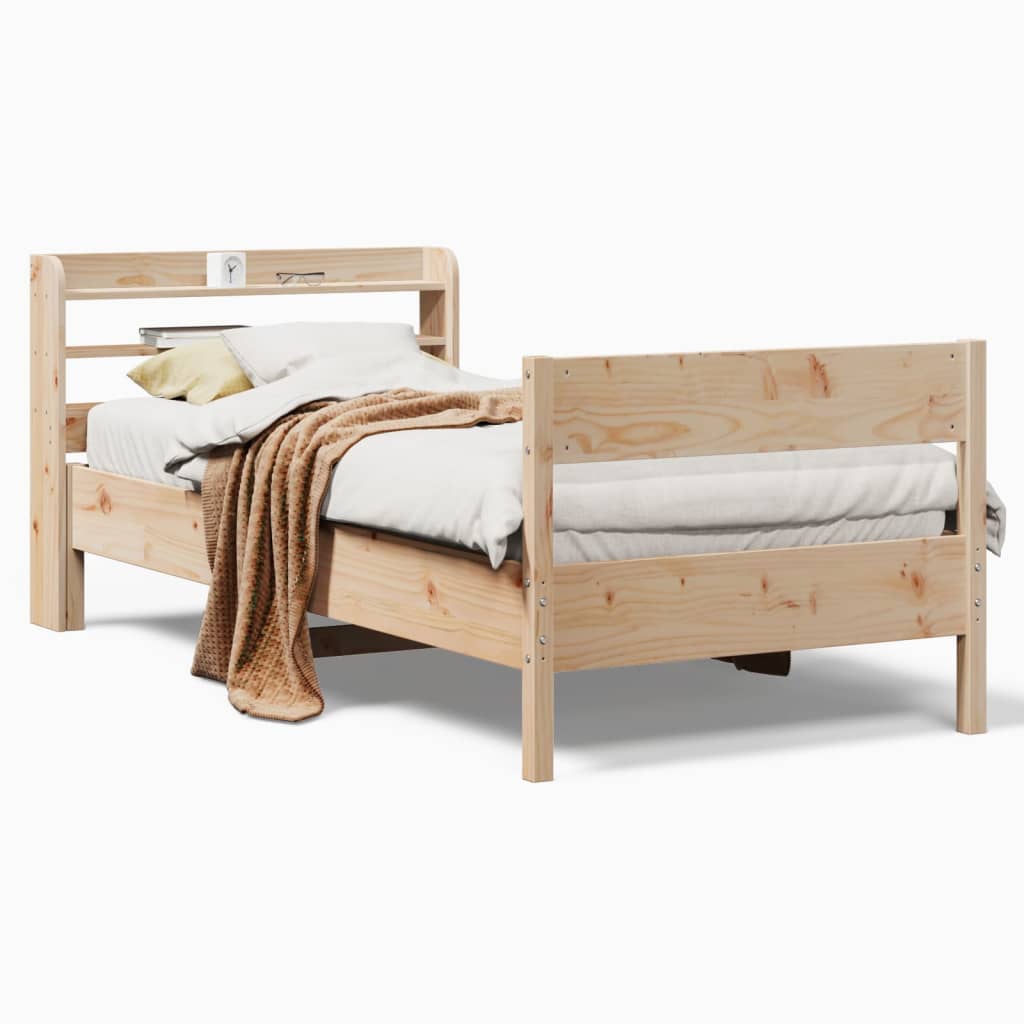 vidaXL Cadru de pat fără saltea, 75x190 cm, lemn masiv de pin