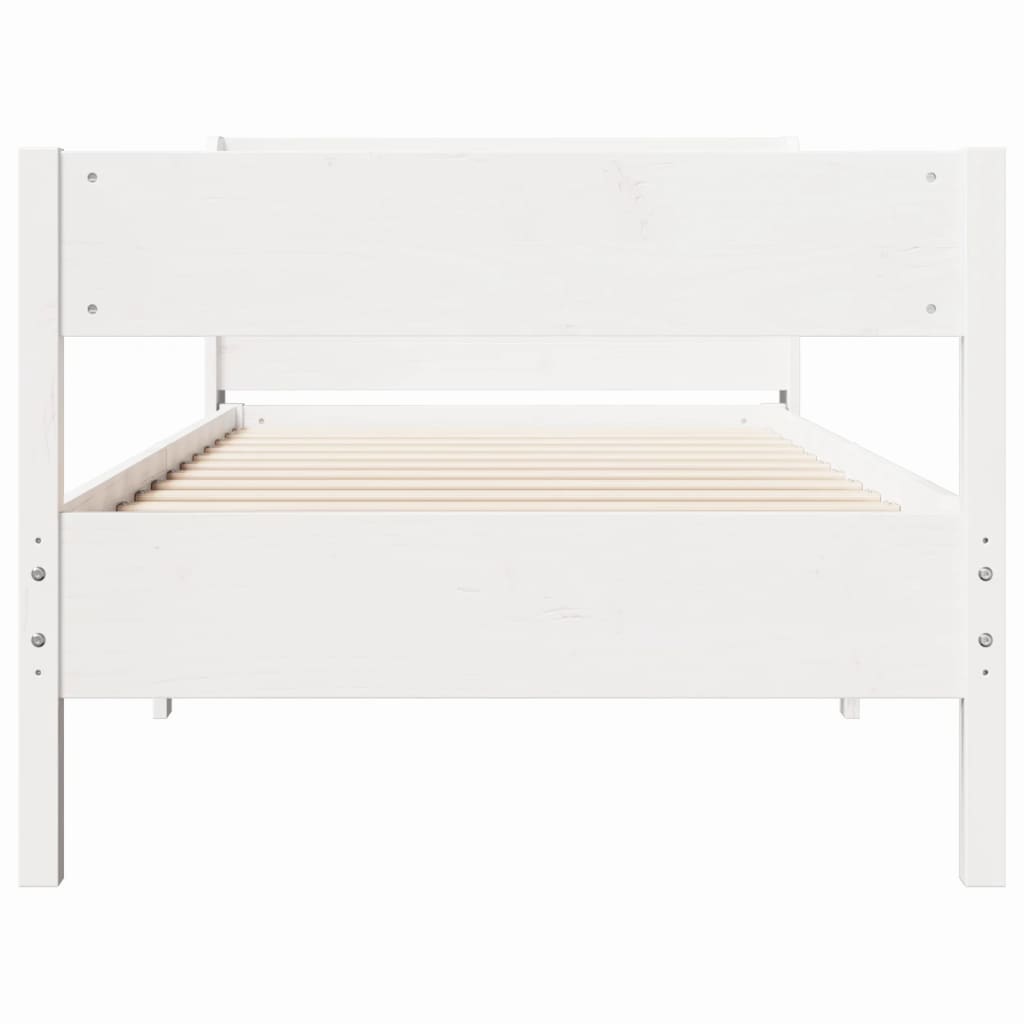 vidaXL Cadru de pat fără saltea, alb, 75x190 cm, lemn masiv de pin