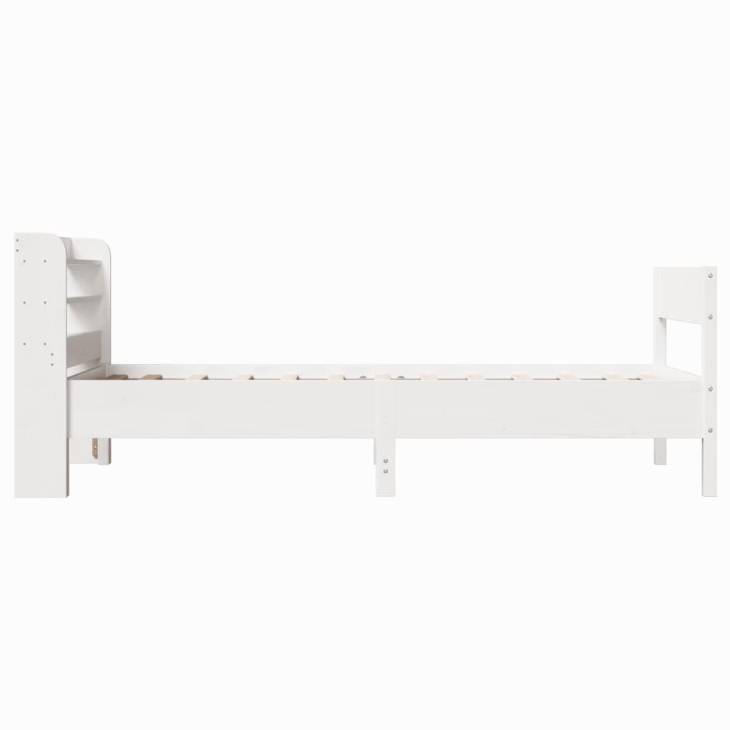 vidaXL Cadru de pat fără saltea, alb, 75x190 cm, lemn masiv de pin