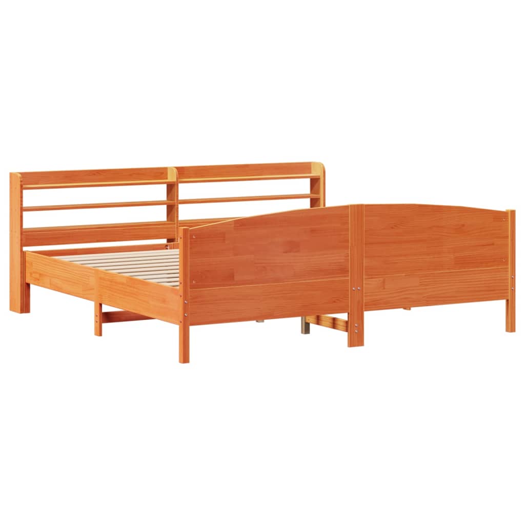 vidaXL Cadru de pat fără saltea, maro ceruit 200x200 cm lemn masiv pin vidaXL Cadru de pat fără saltea, maro ceruit 200x200 cm lemn masiv pin