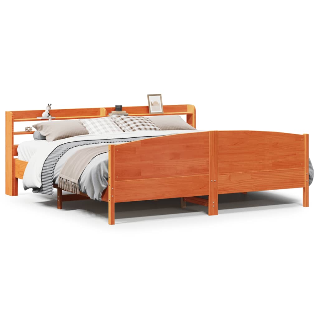 vidaXL Cadru de pat fără saltea, maro ceruit 180x200 cm lemn masiv pin vidaXL Cadru de pat fără saltea, maro ceruit 180x200 cm lemn masiv pin