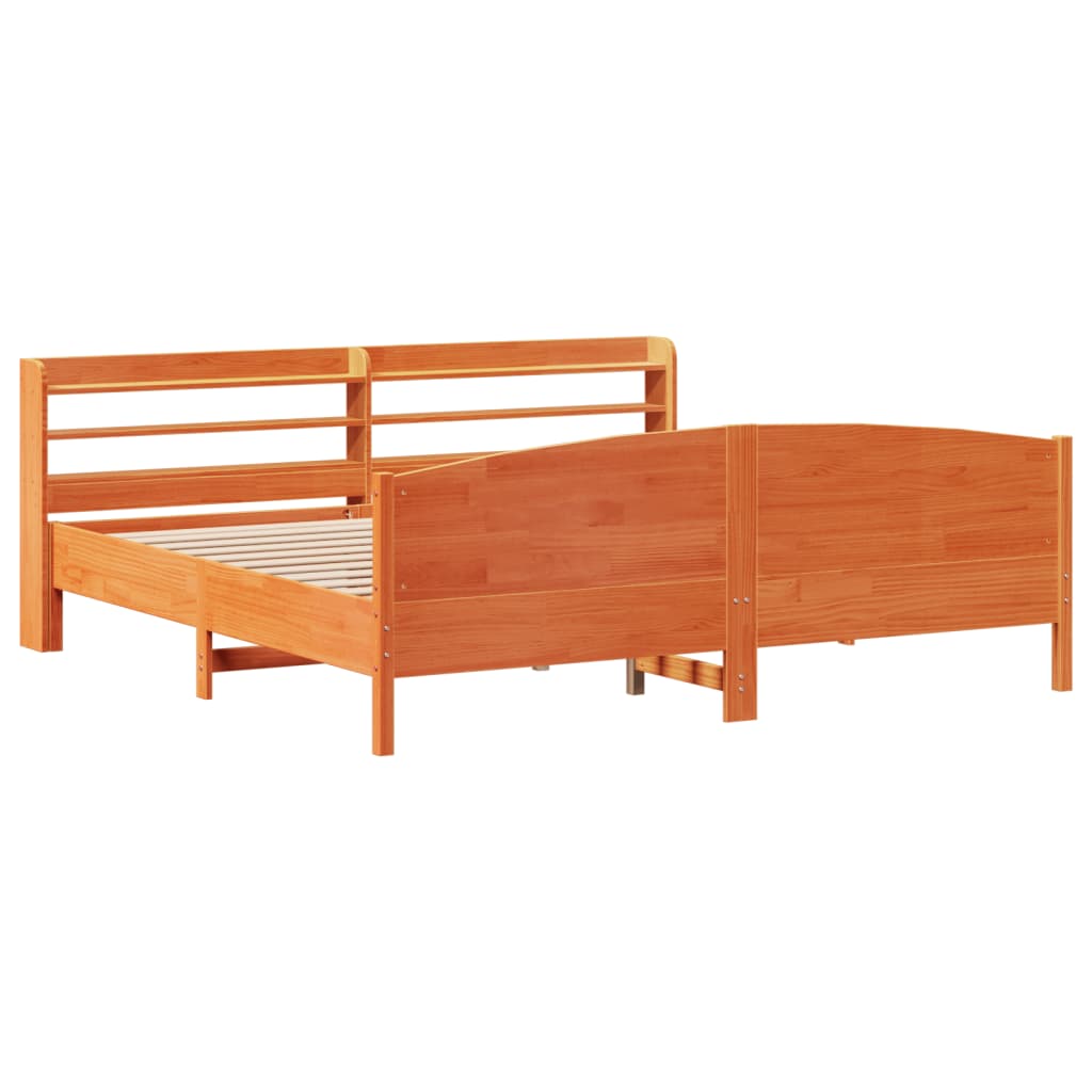 vidaXL Cadru de pat fără saltea, maro ceruit 180x200 cm lemn masiv pin vidaXL Cadru de pat fără saltea, maro ceruit 180x200 cm lemn masiv pin