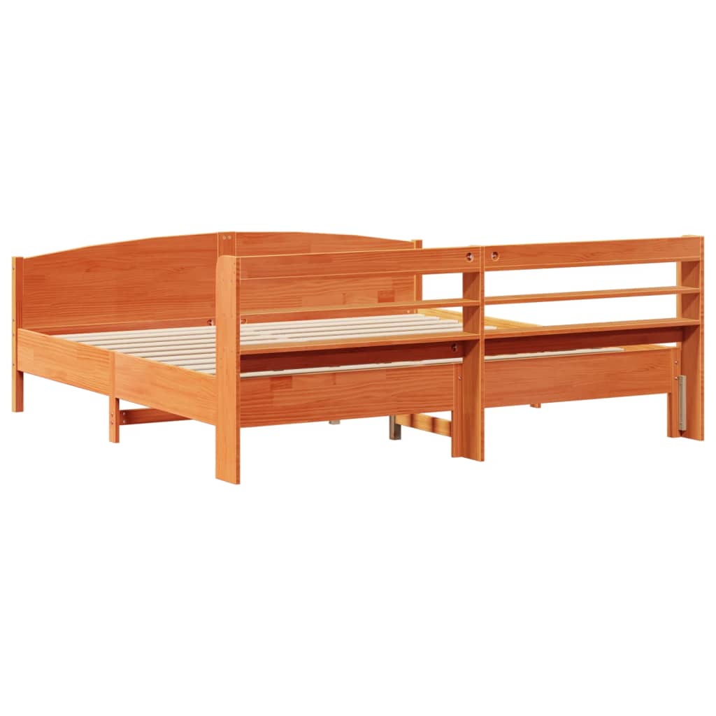 vidaXL Cadru de pat fără saltea, maro ceruit 180x200 cm lemn masiv pin vidaXL Cadru de pat fără saltea, maro ceruit 180x200 cm lemn masiv pin