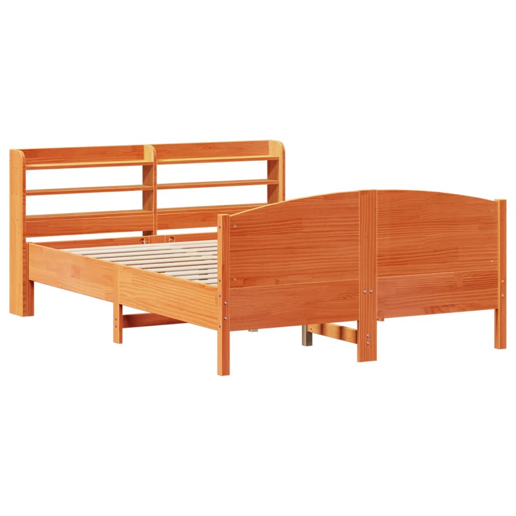 vidaXL Cadru de pat fără saltea, maro ceruit 150x200 cm lemn masiv pin vidaXL Cadru de pat fără saltea, maro ceruit 150x200 cm lemn masiv pin
