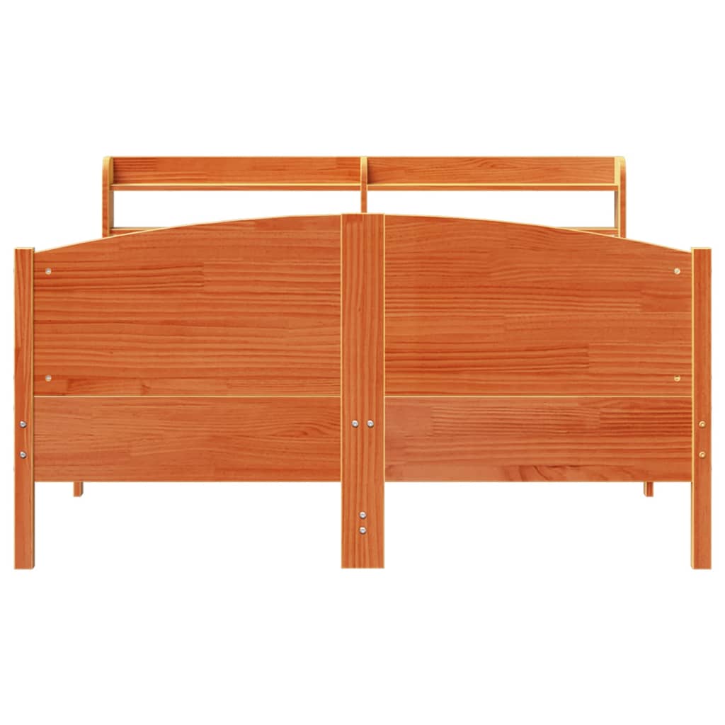 vidaXL Cadru de pat fără saltea, maro ceruit 140x200 cm lemn masiv pin vidaXL Cadru de pat fără saltea, maro ceruit 140x200 cm lemn masiv pin