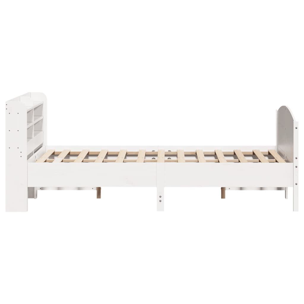 vidaXL Cadru de pat fără saltea, alb, 140x190 cm, lemn masiv de pin